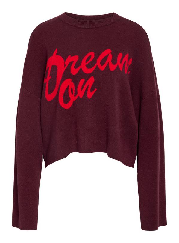 NOISY MAY Long Sleeved Knitted Curve Jumper With Front Print 48/UK20
